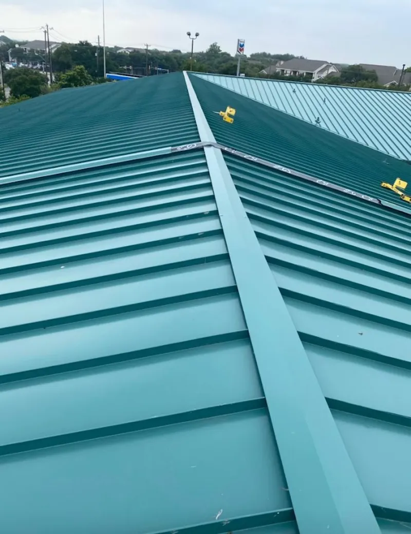 Green commercial metal roof ridge and valley for Metal Roof Repair in Weldon Spring